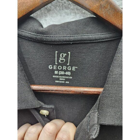 George Black Polo Shirt M (38-40) 98% Cotton 2% Spandex - Picture 2 of 4